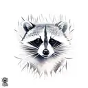 A tattoo of a raccoon with a quill pen writing lyrics from a favorite metal song tattoo design idea