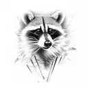A tattoo of a raccoon with a quill pen writing lyrics from a favorite metal song tattoo design idea