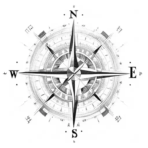 A compass surrounded by film reels and airplane silhouettes tattoo design idea