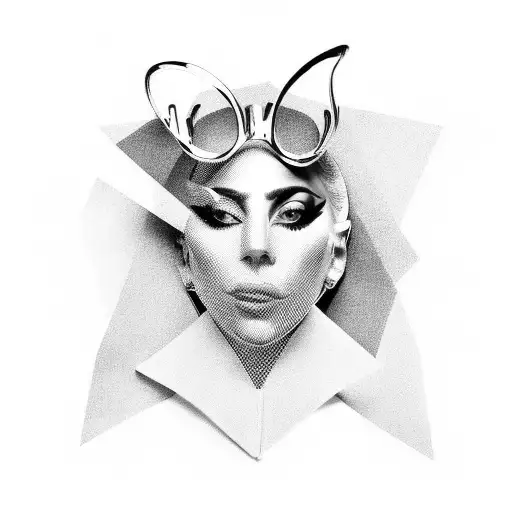 Lady Gaga's iconic outfits transformed into a musical sleeve tattoo design idea