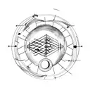A minimalist tattoo of a lyre instrument with moon phases as strings tattoo design idea