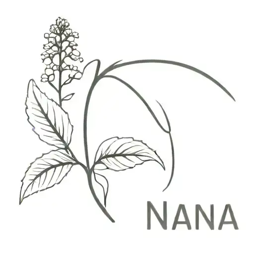 Heather plant with the word "Nana" writen in the stem  tattoo design idea