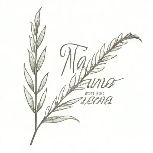 Heather plant with the word "Nana" writen in the stem  tattoo design idea