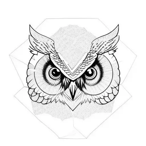 owl half geometric tattoo design idea