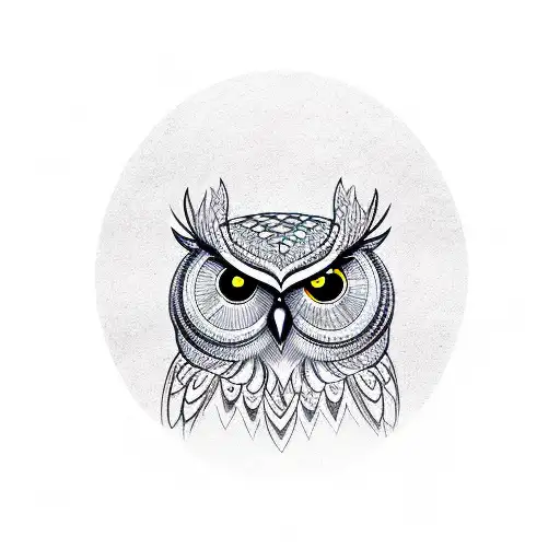 owl half geometric tattoo design idea