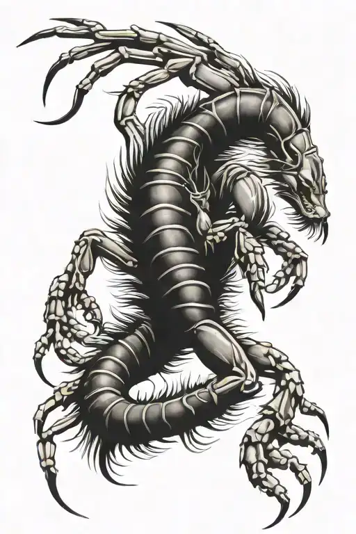 lion scorpion tattoo design idea
