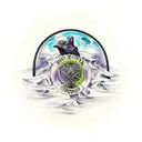 Odin's ravens and Yggdrasil tree with norse runes tattoo design idea