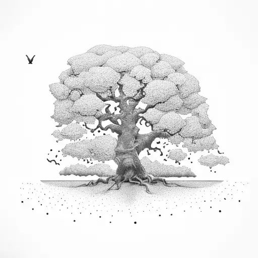 oak tree and airborn tattoo design idea