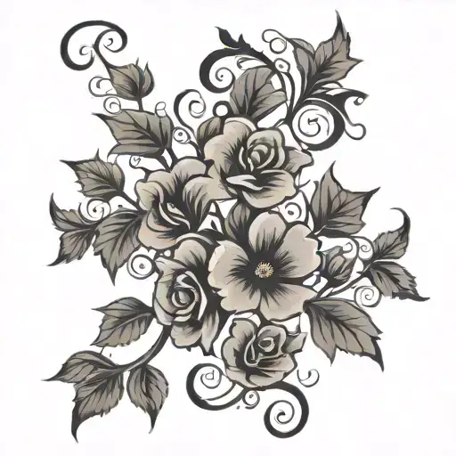 floral vine design tattoo design idea
