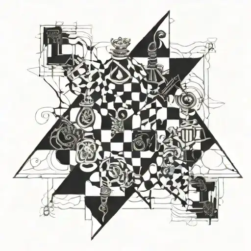 A chessboard pattern made of interconnected neurons, symbolizing the strategic thinking and complexity of biology and chess tattoo design idea
