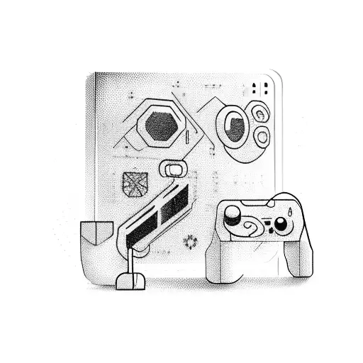 A cyber security symbol merged with a gaming console tattoo design idea