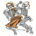 dancing skeletons tattoo design idea