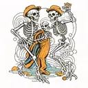 dancing skeletons tattoo design idea