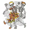 dancing skeletons tattoo design idea