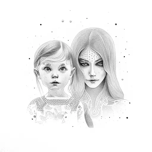 mom and daughter tattoo design idea