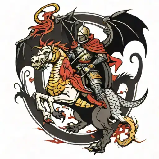Saint George killing the dragon tattoo design idea