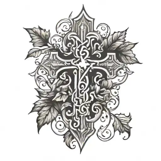 444 vines with cross tattoo tattoo design idea