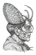 a zombie cockroach devouring a human head tattoo design idea