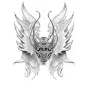 Steampunk devil wing tattoo design idea