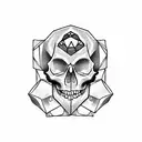 skull with 20-sided dice tattoo design idea