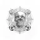 skull with 20-sided dice tattoo design idea