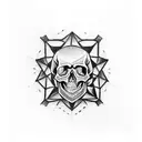 skull with 20-sided dice tattoo design idea