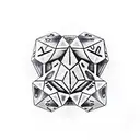 skull with 20-sided dice tattoo design idea