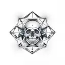 skull with 20-sided dice tattoo design idea