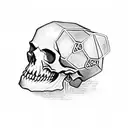 skull with 20-sided dice in its mouth tattoo design idea