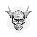skull with 20-sided dice in its mouth tattoo design idea