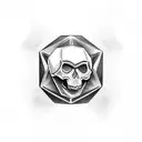 skull with 20-sided dice in its mouth tattoo design idea