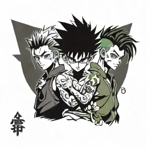 Gon killua and tanjiro half sleve shoulder tattoo tattoo design idea