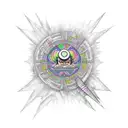 A tattoo design combining elements of Dragon Ball and Pink Floyd in a psychedelic fusion tattoo design idea