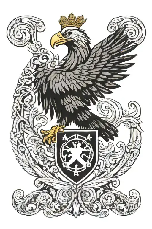 polish eagle Irish harp surrounded tattoo design idea