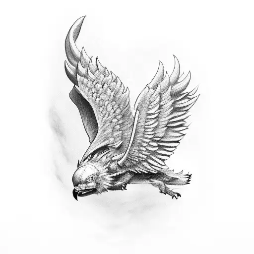 the word ish with one devil wing and angel wing  tattoo design idea