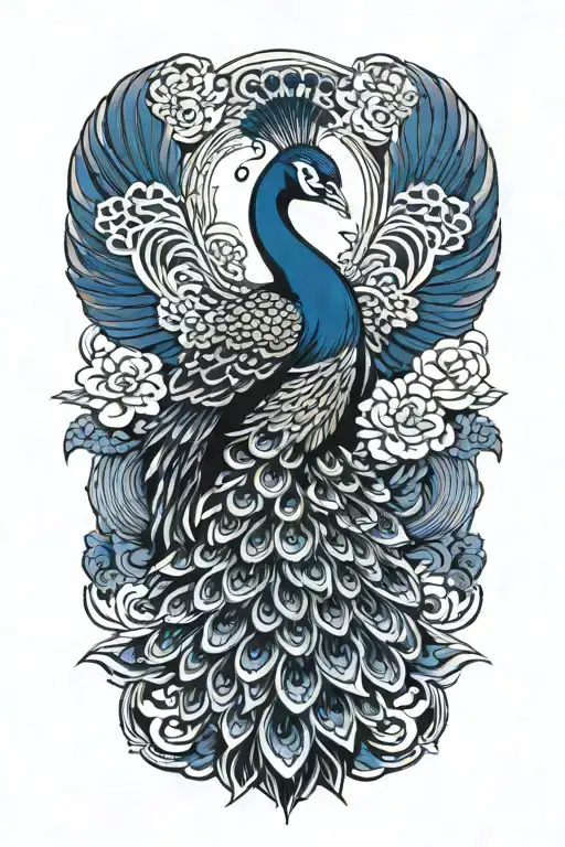 Aggressive Peacock tattoo design idea