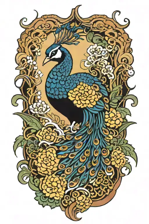 Angry Peacock tattoo design idea