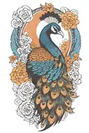 Aggressive Peacock tattoo design idea
