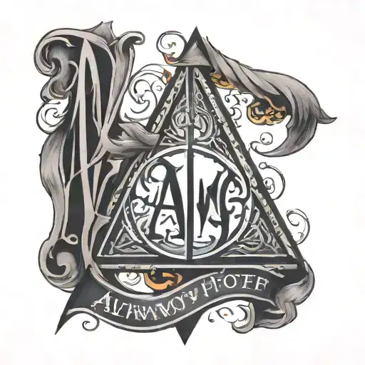 the word always with a harry potter symbol incorporated  tattoo design idea