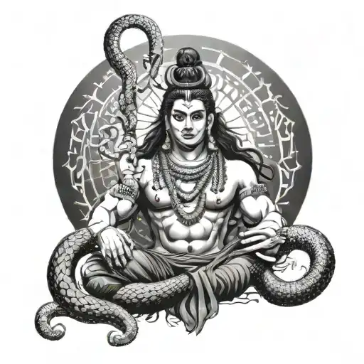 Lord Shiva Trident  and his snake  tattoo design idea