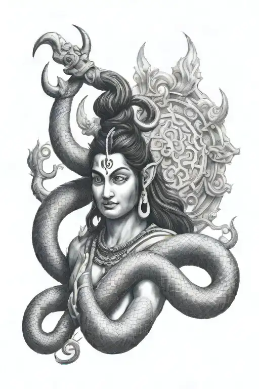 Lord Shiva Trident  and his snake  tattoo design idea