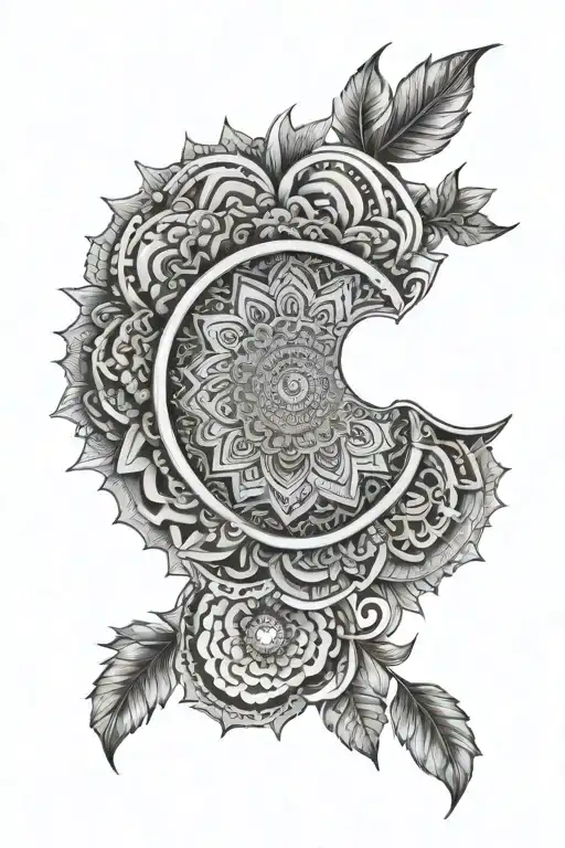 A mandala design symbolizing balance and harmony in life, with elements representing family and prosperity tattoo design idea