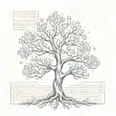 A tree of life symbolizing growth and success, with binary code branches representing software engineering tattoo design idea