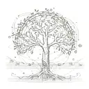 A tree of life symbolizing growth and success, with binary code branches representing software engineering tattoo design idea