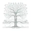A tree of life symbolizing growth and success, with binary code branches representing software engineering tattoo design idea