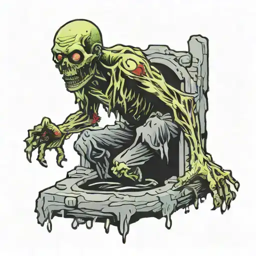 zombie climbing out a hole tattoo design idea