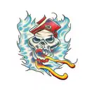 grapevine on fire tattoo design idea