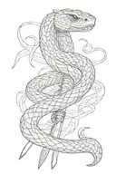 snake wrapped around sword tattoo design idea