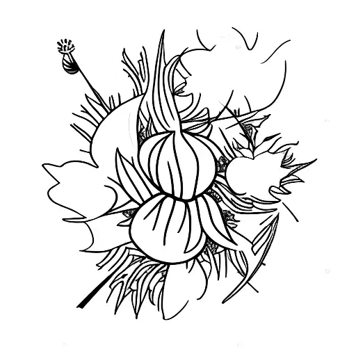 Thistle with apple blossoms  tattoo design idea
