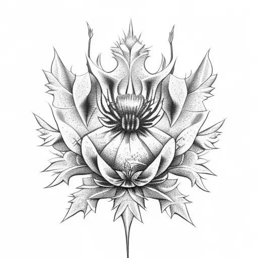 Thistle with apple blossoms  tattoo design idea